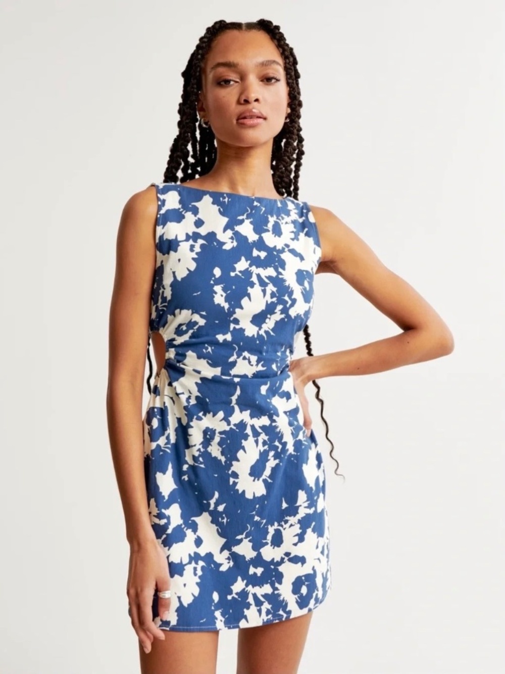 Abercrombie and Fitch floral side cutout ruched mini dress